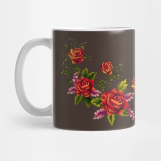 Red roses embroidery bouquet Mug